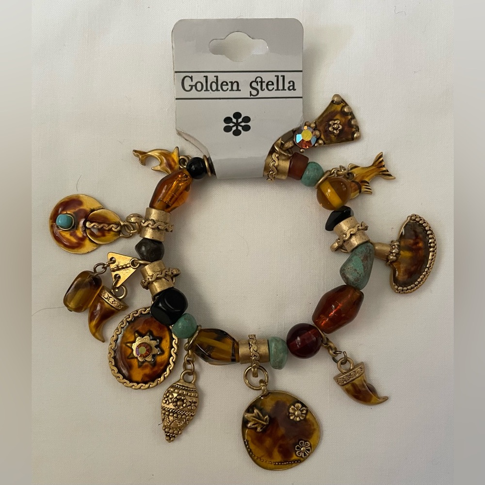 NWT Vintage Golden Stella Stretch Charm Bracelet